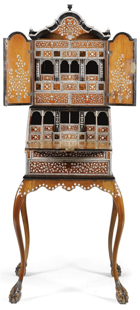 Date Unspecified An Anglo Indian Ivory Inlaid Rosewood Bureau Cabinet