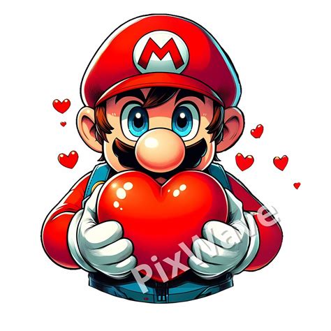 Super Mario Valentines Svg Cute Mario Love Png Mario Valentines Day