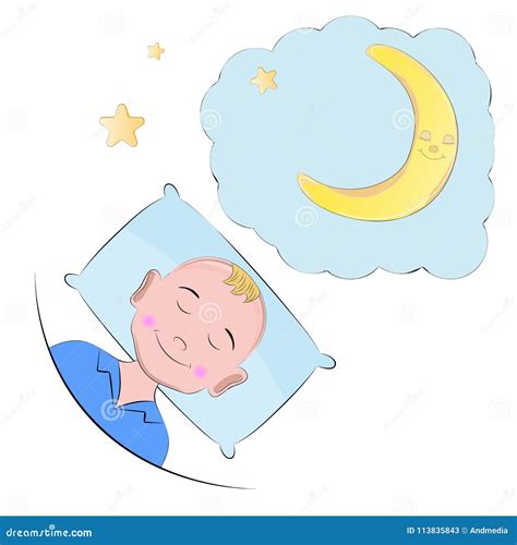 Little Boy Sleeping On The Pillow Stock Vector Illustration Of