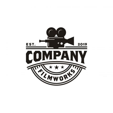 Vintage Video Camera Logo For Movie Cinema Production Premium Vector