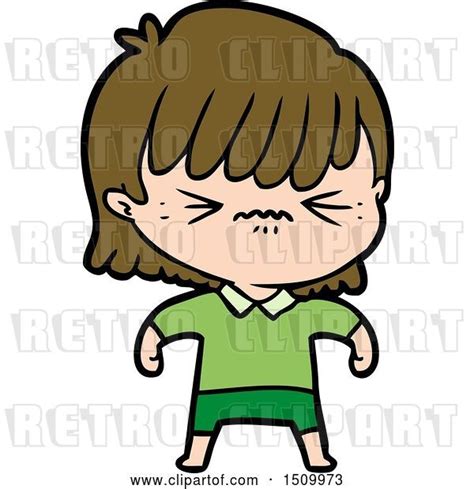 Vector Clip Art Of Retro Cartoon Annoyed Girl By Lineartestpilot 46027