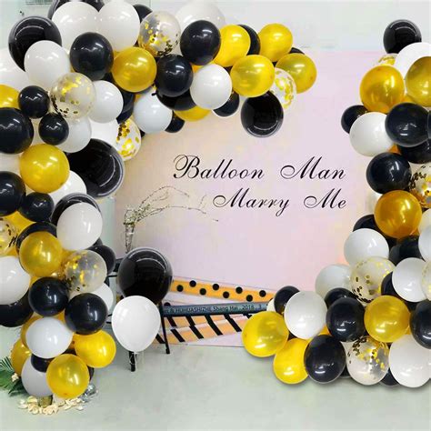 Buy Black And Gold Balloon Garland Arch Kit Black Gold White Balloons