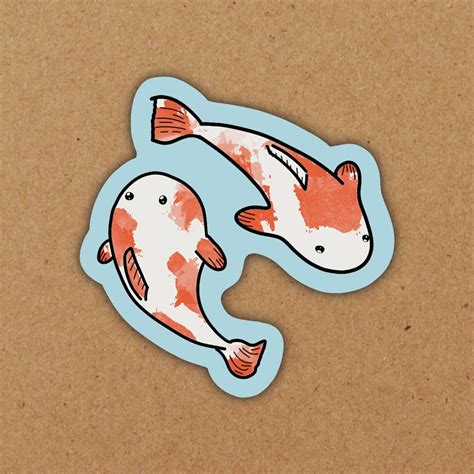 Koi Fish Sticker Kawaii Sticker Stickers For Hydroflask Etsy