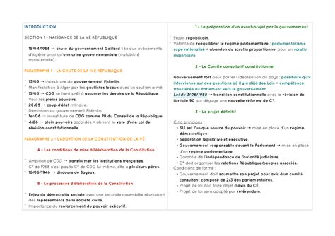 Fiche De Révision Droit Constitutionnel Introduction Section 1