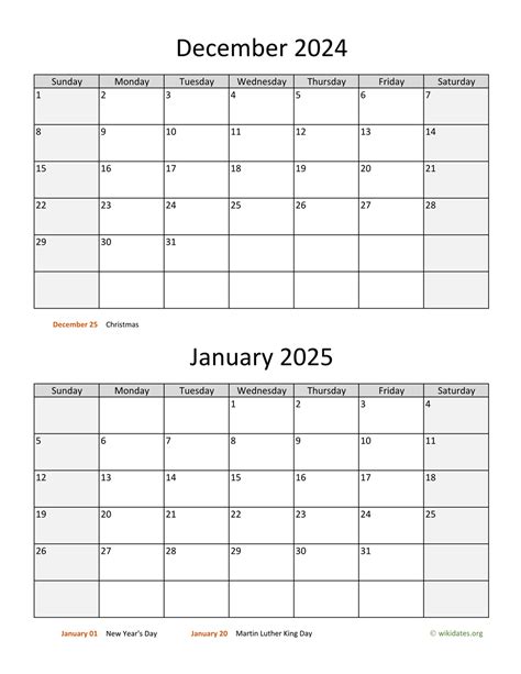 December 2024 And January 2025 Calendar