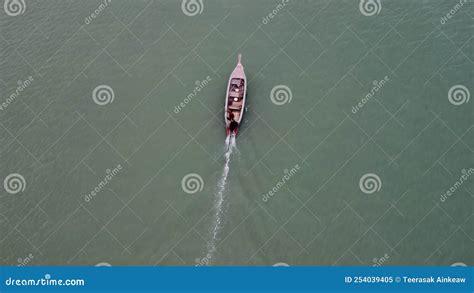 Aerial View From Drones Of Fishing Boats In The Shore During Low Tide