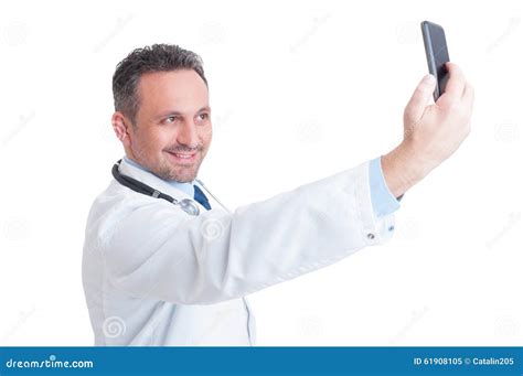 Handsome Doctor Or Medic Taking A Selfie With Front Camera Stock Image Image Of Medical
