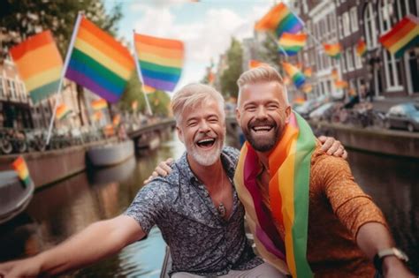 premium ai image two men smile and pose for a photo in amsterdam the netherlands