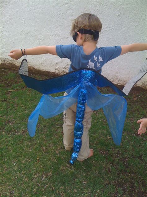Homemade Dragonfly Costume Made With A Car Shade Homemade Halloween