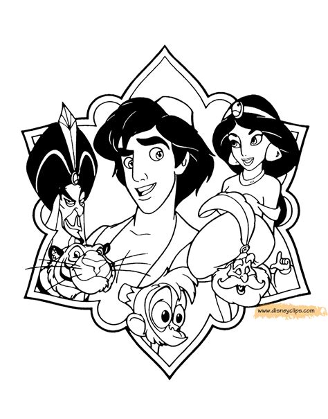 Jasmine and tiger coloring sheets. Aladdin Coloring Pages | Disneyclips.com