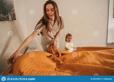 Mother And Daughter Getting Ready For Bed Stock Image Image Of Care