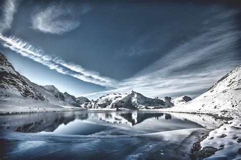 Lake On Between Snowy Mountain · Free Stock Photo