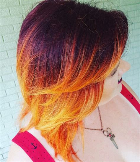 Fire Ombre On Short Hair Red To Orange And Yellow Ombre