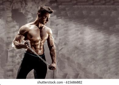 Perfect Male Body Awesome Bodybuilder Posing Stock Photo