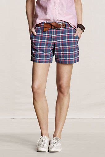 Women S Lightweight Plaid Shorts From Lands End Canvas Fit N Flare