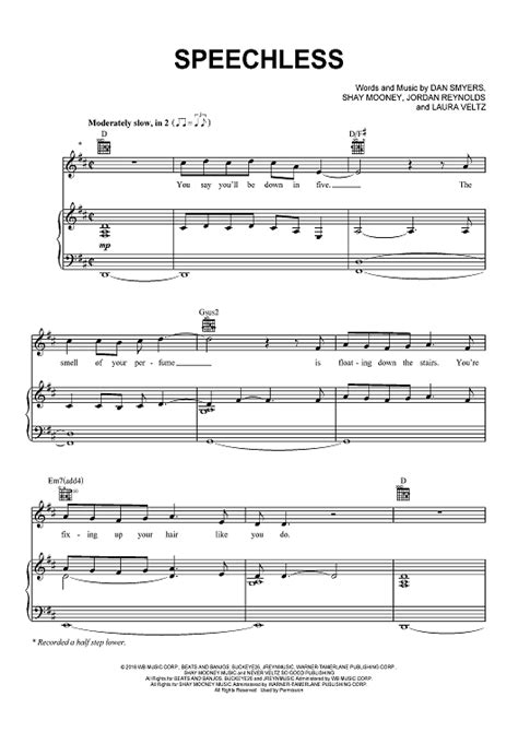 Speechless Sheet Music By Dan Shay For Pianovocalchords Sheet Music Now