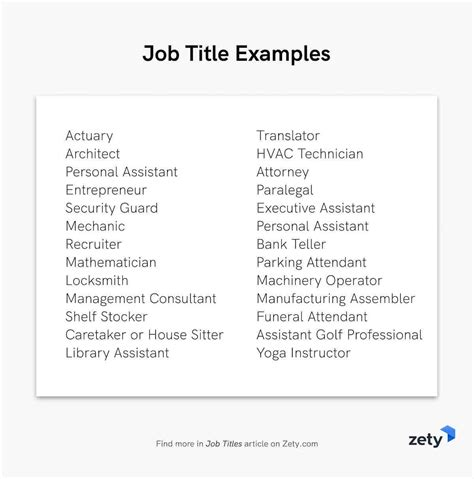 Job Title Examples