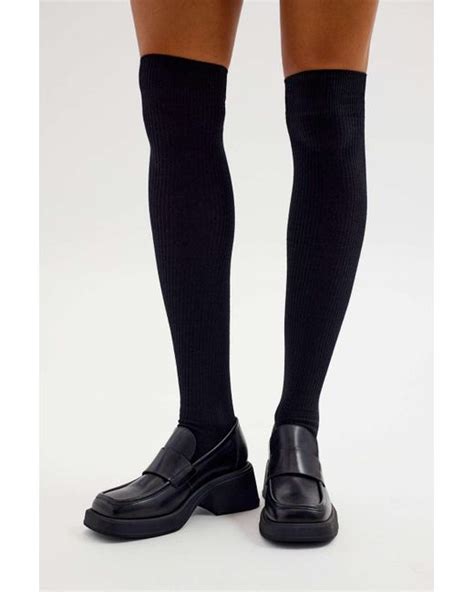 urban outfitters ribbed thigh high sock in blue lyst