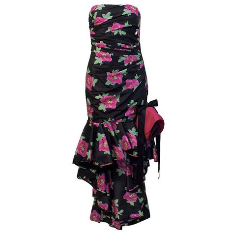 Ungaro Black Strapless Floral Gown Circa 1980s For Sale At 1stdibs