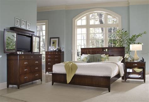 Today we focus on contemporary bedroom colors. Rich Walnut Finish Contemporary Bedroom w/Optional Casegoods