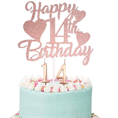Buy Happy 14th Birthday Cake Topper Rose Gold 14th Birthday Cake Topper 14th Birthday Cake