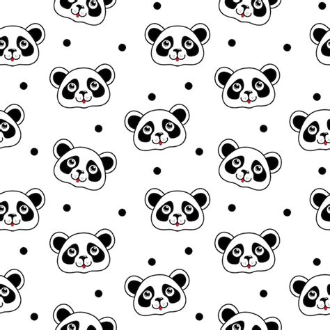 Panda Bonito Enfrenta Padrão Sem Emenda Fundo Vetorial Design Para