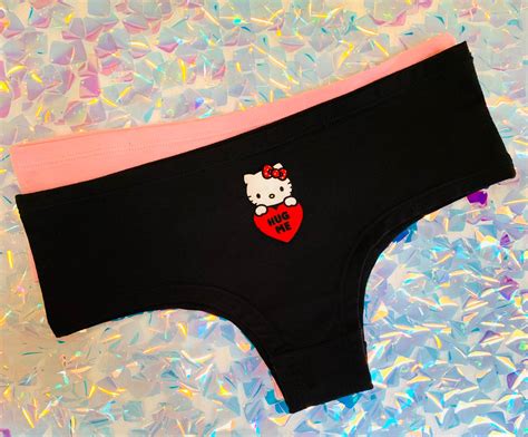 Hello Kitty Kiss Me Sexy Thong Panty Panties Underwear Undies Etsy