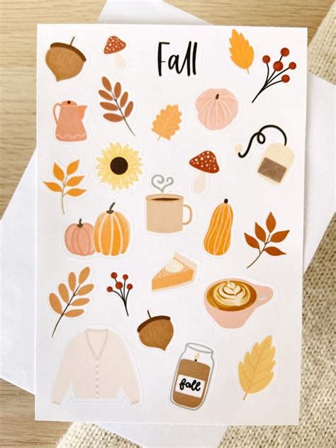 Fall Sticker Sheet Autumn Bujo Sticker Sheet Fall Etsy Thanksgiving