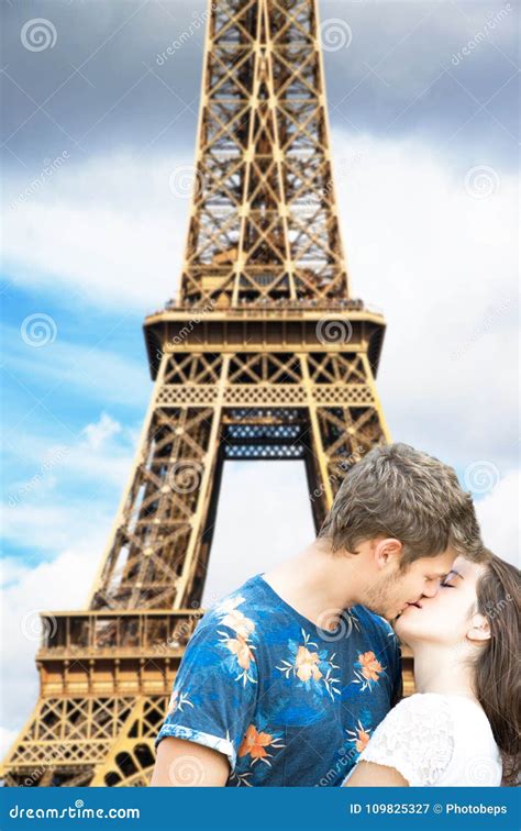lovers under the eiffel tower in paris stock image image of girlfriend couple 109825327