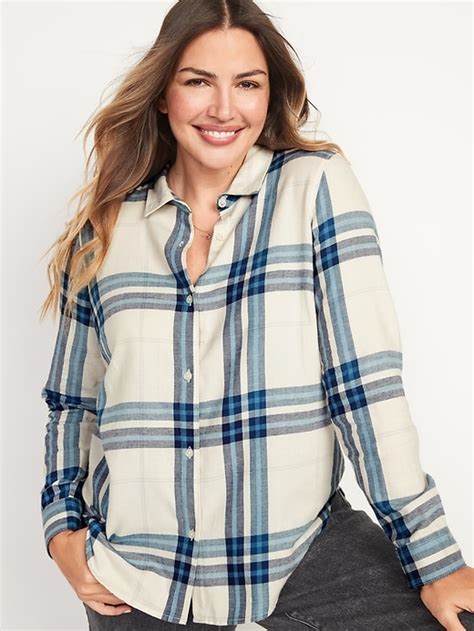 Old Navy Long Sleeve Plaid Flannel Shirt For Women