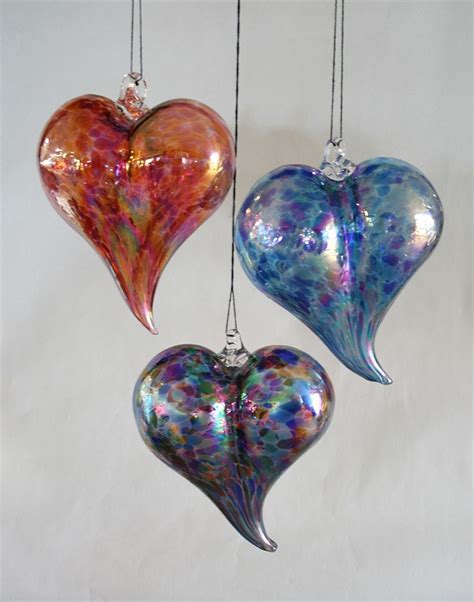 Glass Hearts Hand Blown Glass Blown Glass Art Glass Art