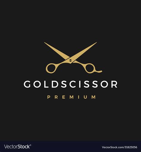 Gold Scissor Logo Icon Royalty Free Vector Image