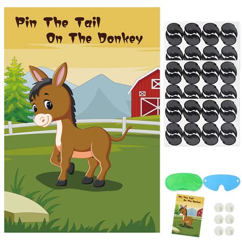 Buy Hooqict Pin The Tail On The Donkey Party Game With 48 Pcs Tails