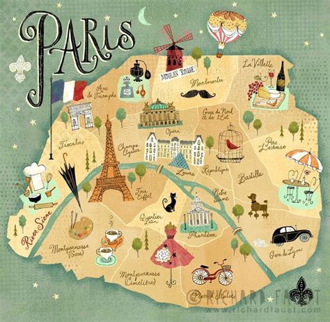 Paris 🇫🇷 ️ Paris Map Illustrated Map Paris Travel