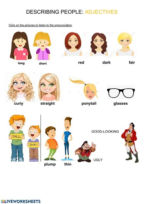 adjectives to describe people handout english esl worksheets for images and photos finder