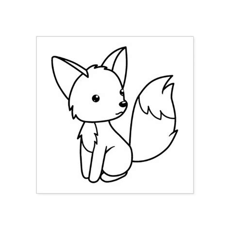 Cute Little Fox Color Me Rubber Stamp