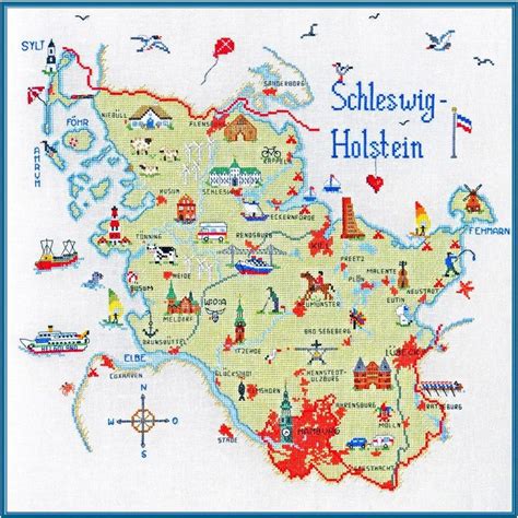 The capital is kiel 1. Schleswig-Holstein - Kreuzstich - Stickvorlage z Sticken ...
