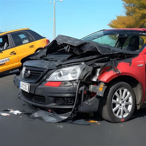Premium Ai Image Red Car Accident Or Crash On The Road With Another Car