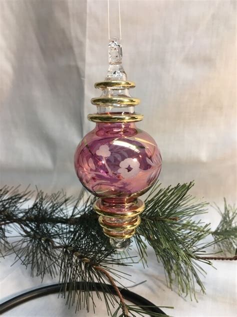 Egyptian Glass Christmas Ornament Double Point Red Handmade In Egypt