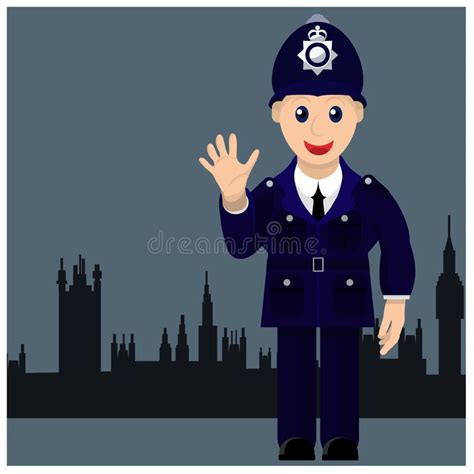 London Policeman Police Officer Cartoon Stock Vector Illustration Of