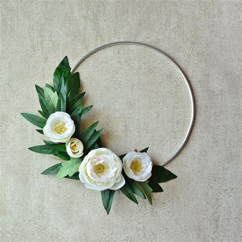 Modern Hoop Wreath Minimalist Wreath With Peonies Floral Bride Etsy