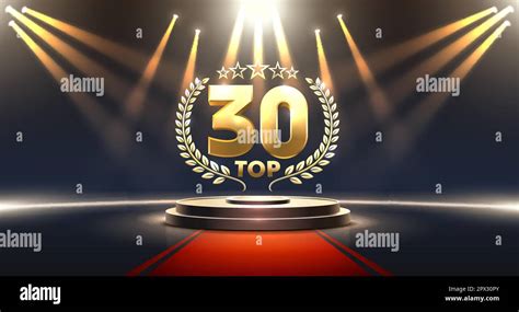Top 30 Best Podium Award Sign Golden Object Vector Illustration Stock