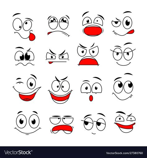 Cartoon Face Expression Funny Comic Eyes And Vector Image