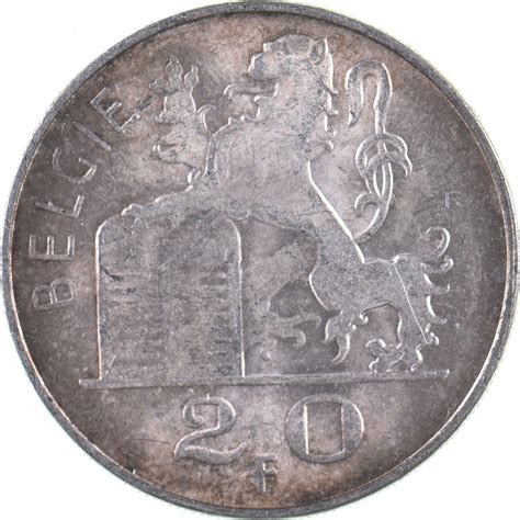 Silver World Coin 1953 Belgium 20 Francs World Silver Coin 502