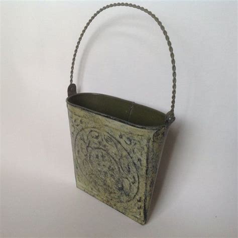 Vintage Tin Wall Pocket Door Or Wall Metal Basketdried Etsy Small