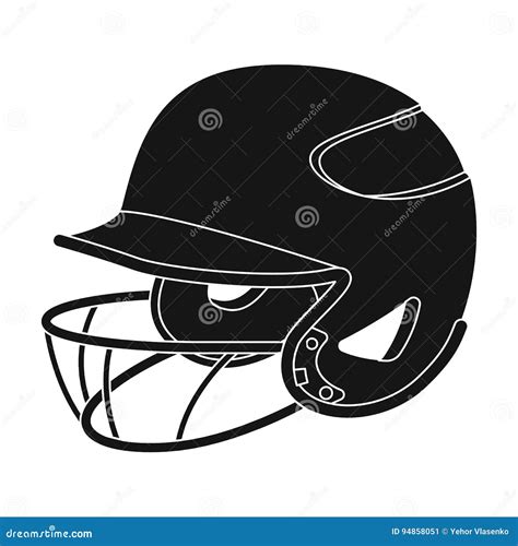 Baseball Helmet Baseball Single Icon In Black Style Vector Symbol