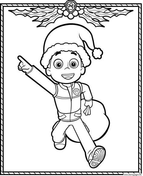 Paw Patrol Holiday Christmas Ryder Coloring Page Printable