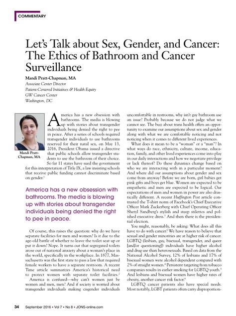 Pdf Lets Talk About Sex Gender And Cancer The Ethics Of Bathroom And Cancer Surveillance