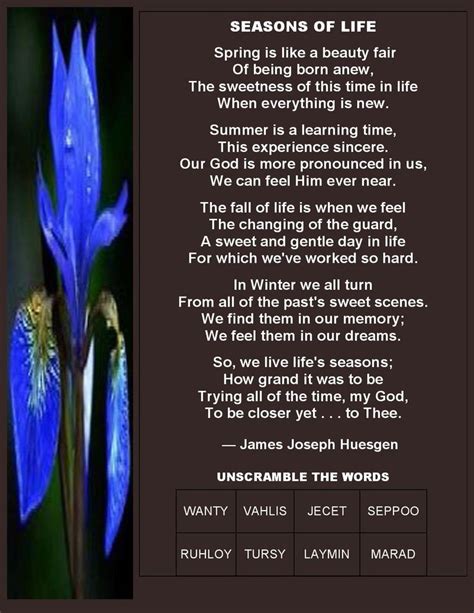 Poem Seasons Of Life Seasons Of Life Poems Praise