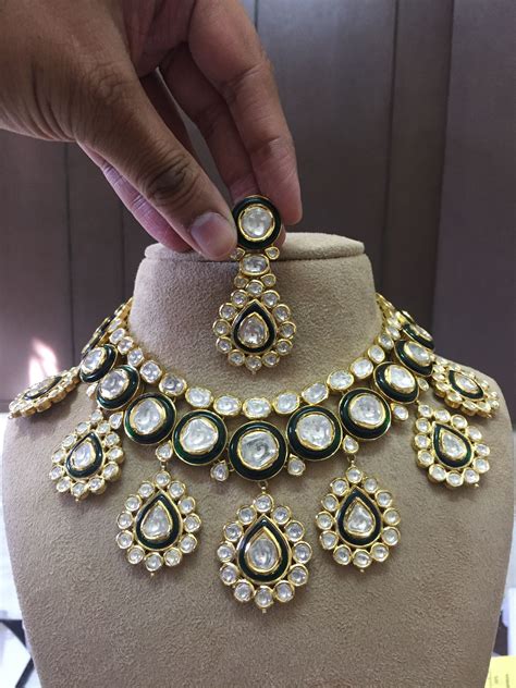 Necklace Polki Set Kundan Meena Jadau Jewellery Indian Polki Jewellery